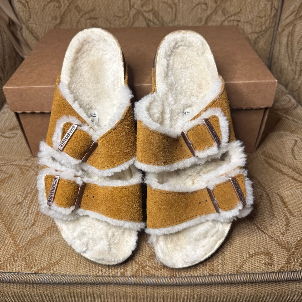 Birkenstock‎ ZURICH Women EU 41 US 10 SUEDE Arizona Sandal SHEARLING Lined MINK